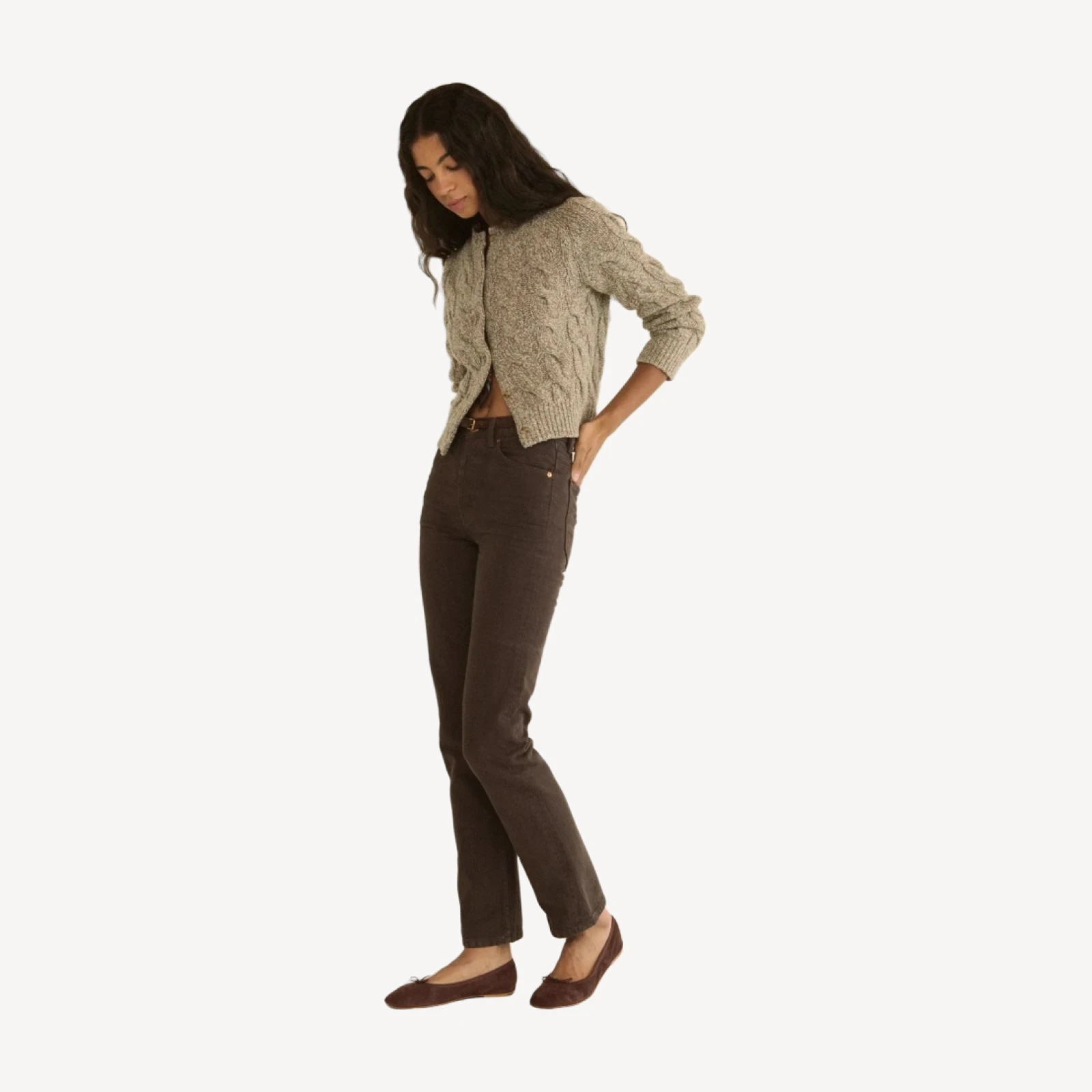 PENROSE CABLE CARDIGAN -- GRAY MARL
