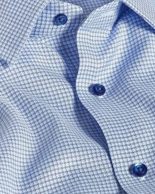 David Donahue Slim Fit Stretch Twill Micro Check Dress Shirt