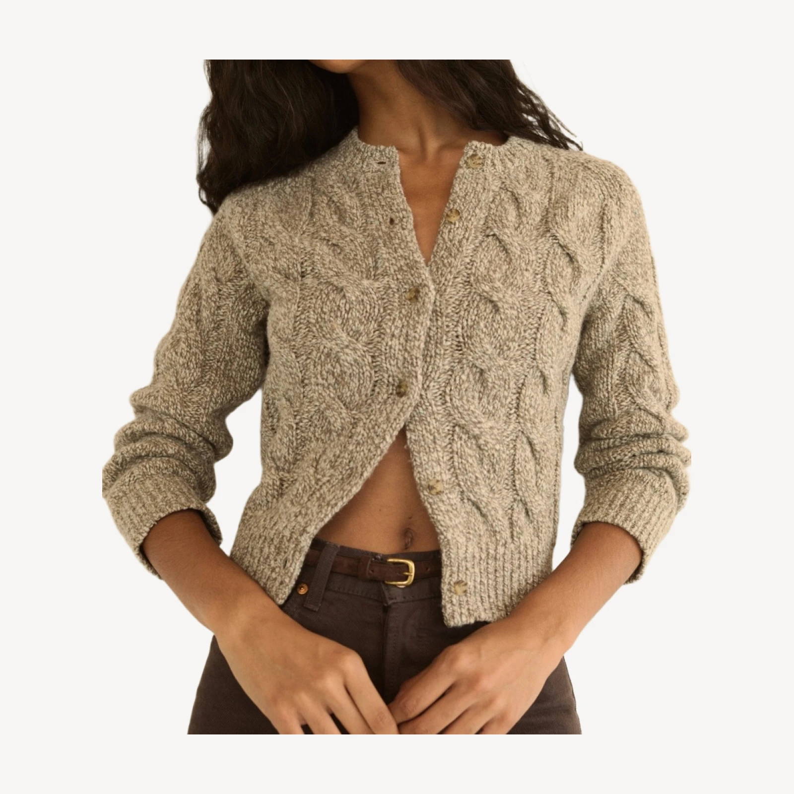 PENROSE CABLE CARDIGAN -- GRAY MARL
