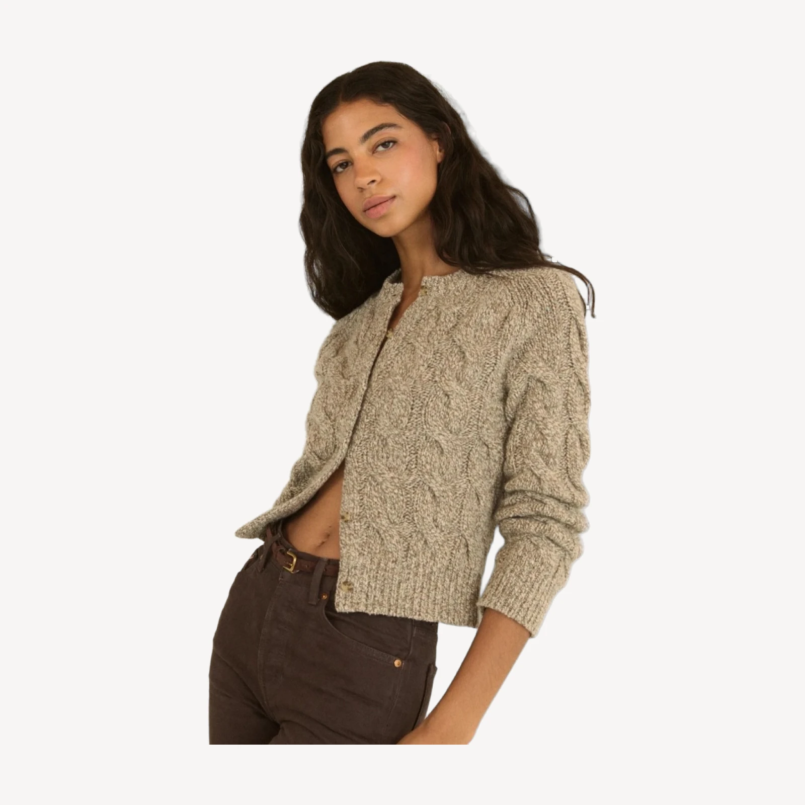PENROSE CABLE CARDIGAN -- GRAY MARL