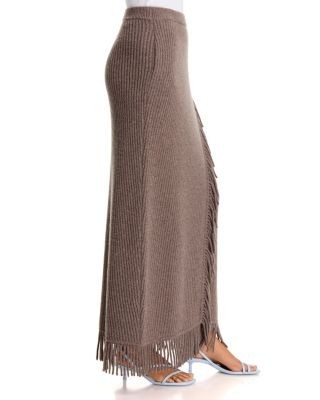 Simkhai Casey Wool and Cashmere Fringe Midi Skirt