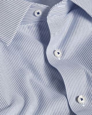 David Donahue Slim Fit Cotton Blend Twill Stripe Dress Shirt
