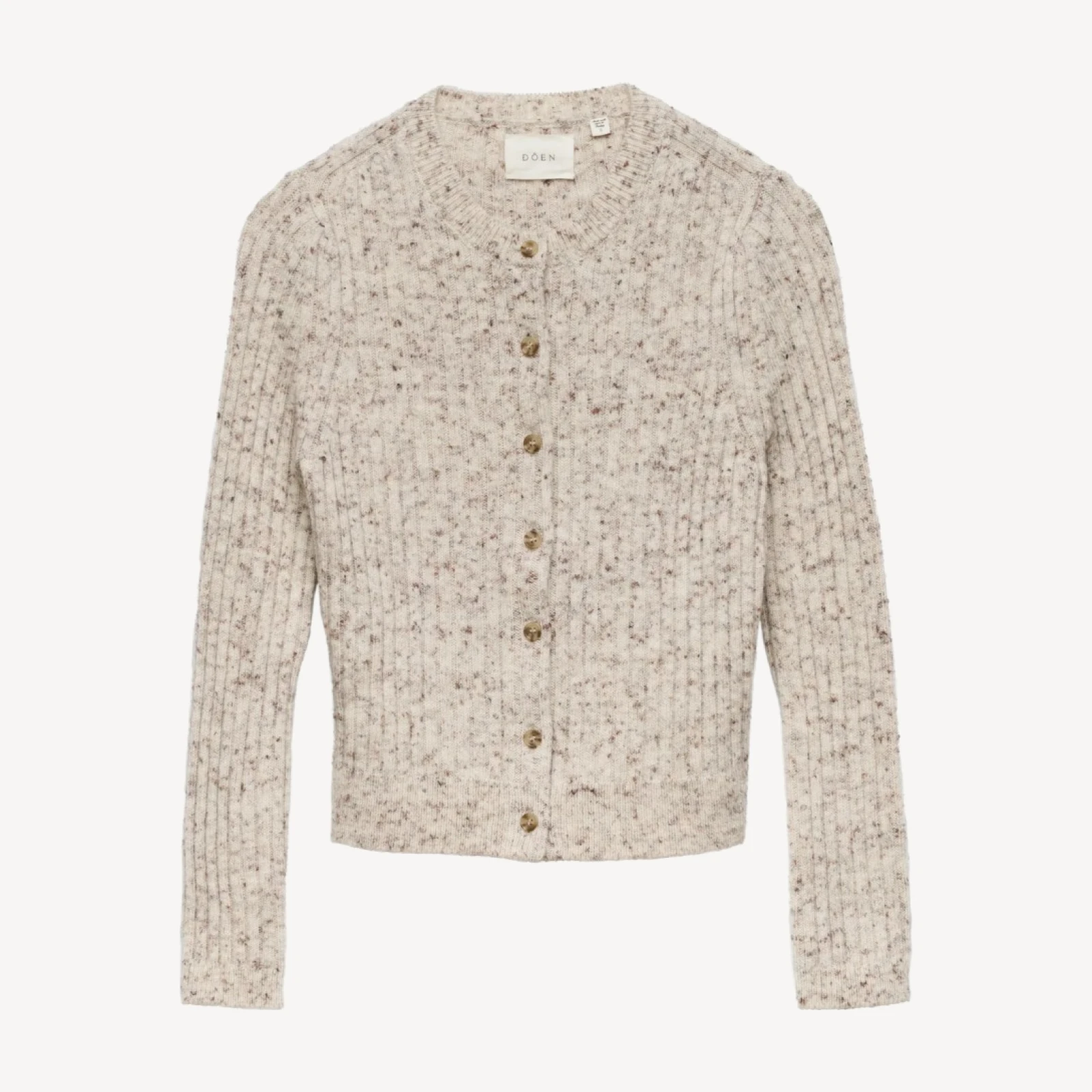 DANAE RIB CARDIGAN -- SABBIA MELANGE