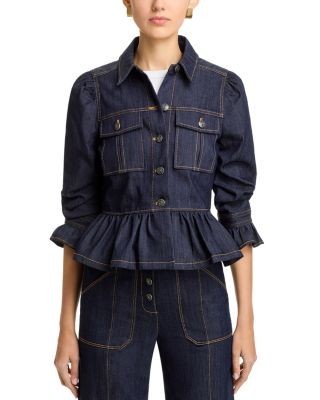 Cinq a Sept Delanie Peplum Denim Jacket