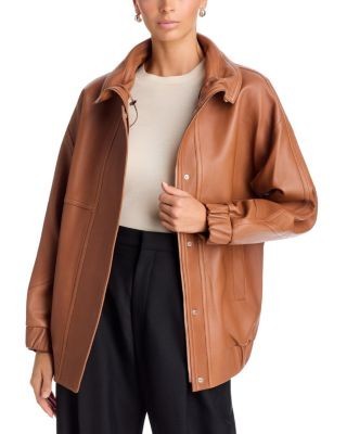 Theory Leather Front Zip Jacket