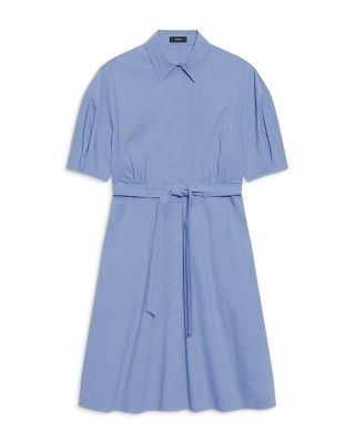 Theory Round Sleeve Belted Shirt Dress