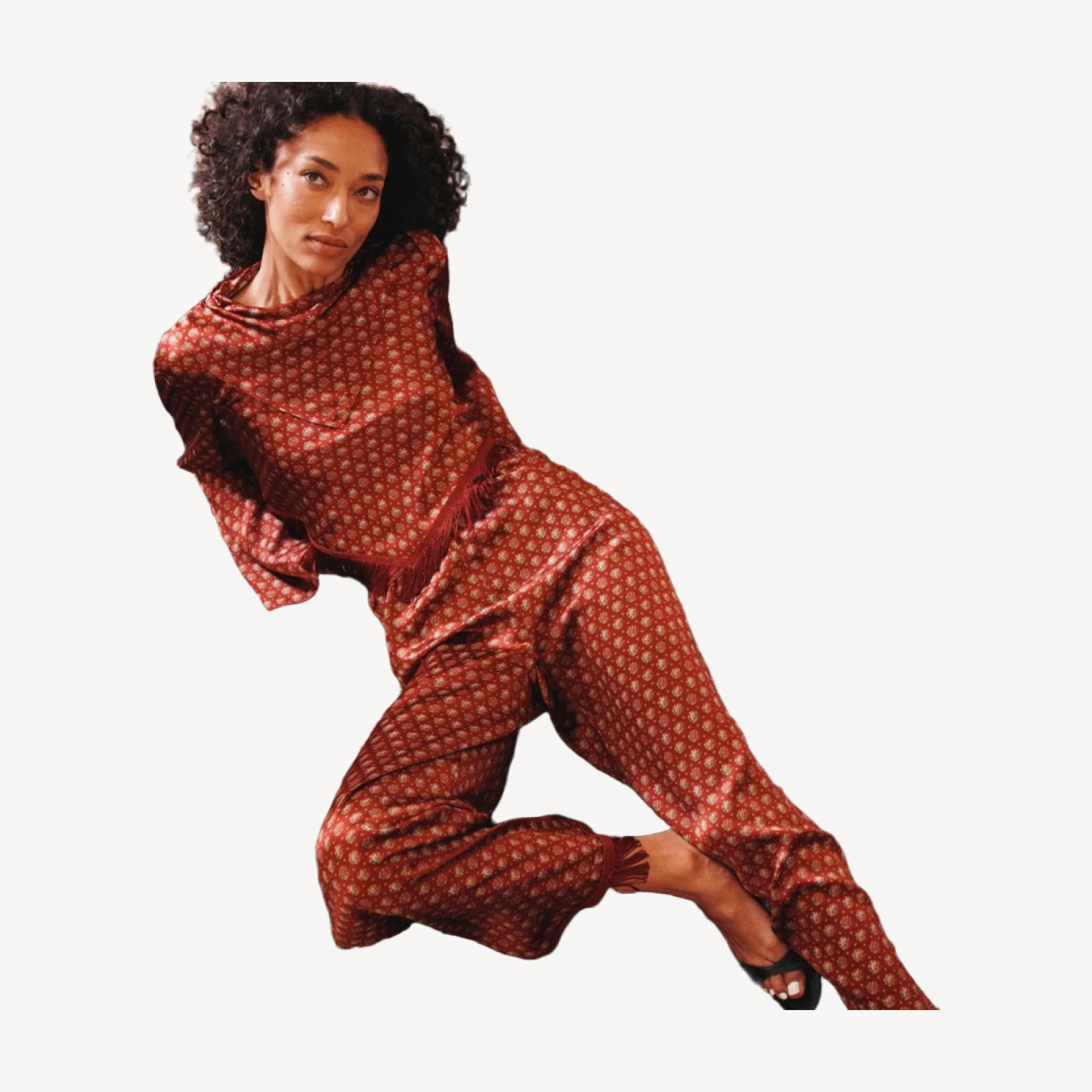 LAVON FRINGE PANT -- SAN SEBASTIAN FOULARD
