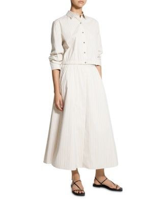 Theory Fixed Sleeved Cropped Striped Shirt