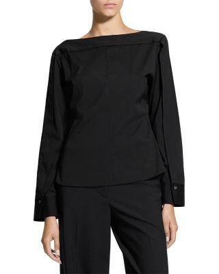 Theory Open Sleeved Boat Neck Top