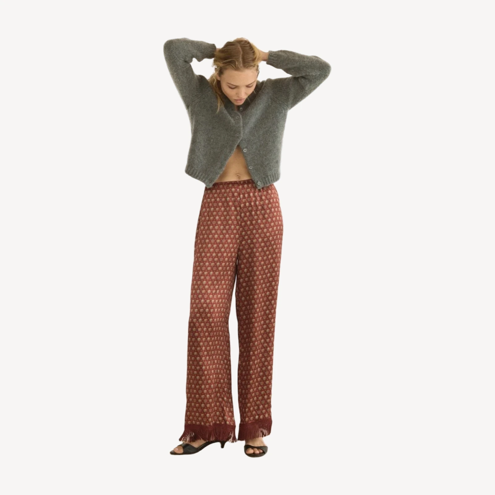 LAVON FRINGE PANT -- SAN SEBASTIAN FOULARD