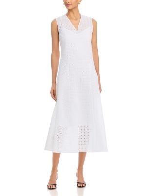 Theory Eyelet Embroidered Midi Dress