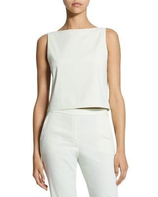 Theory Bateau Neck Linen Cropped Top
