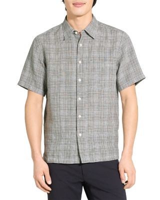 Theory Irving Short Sleeve Shirt in Relaxed Linen