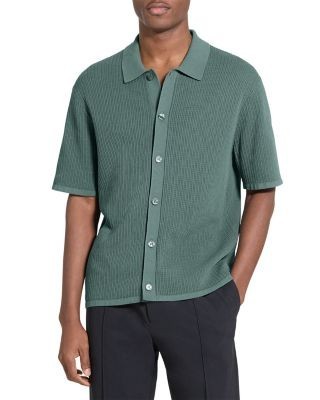 Theory Short Sleeve Button Down Shirt in Tactile Cotton