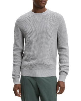 Theory Myhlo Long Sleeve Crewneck in Tactile Cotton New Dark Vapor Sweater