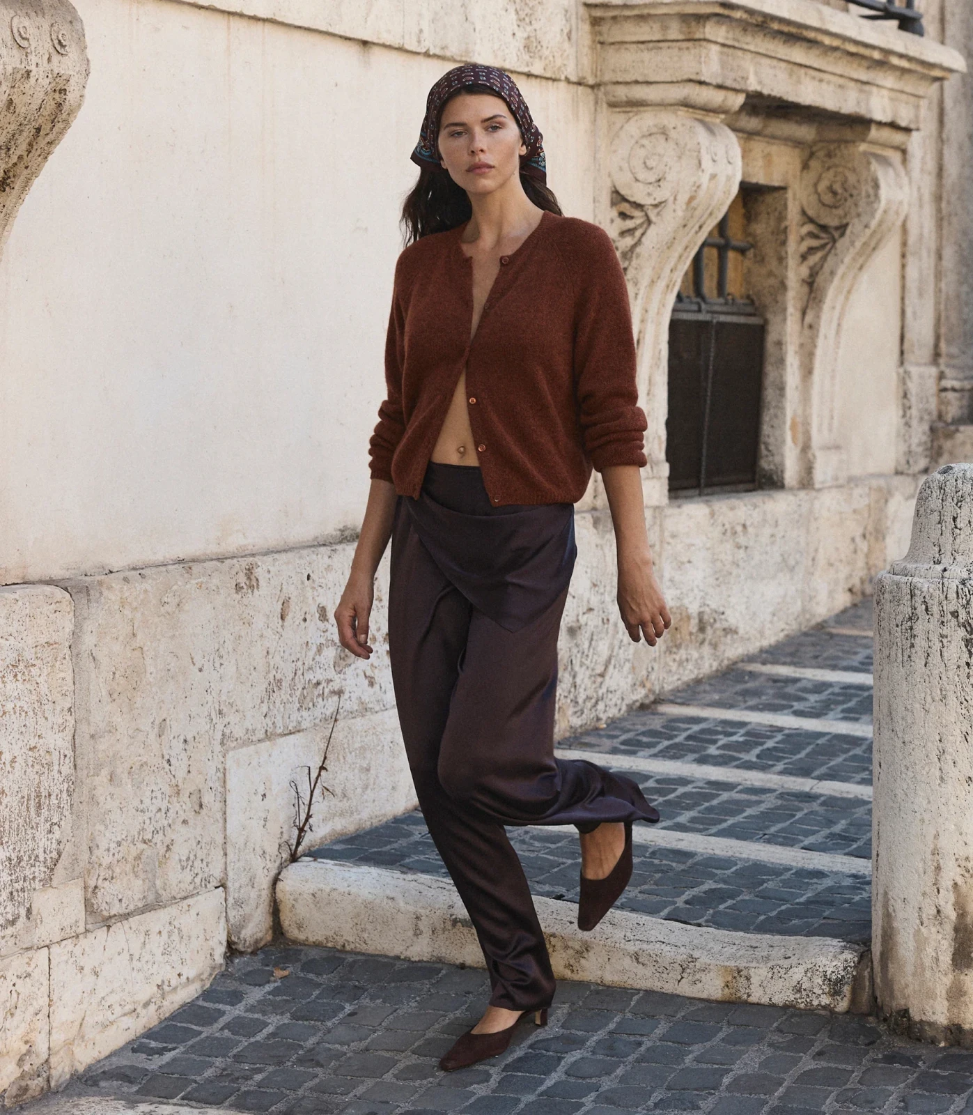 LAVONA SCARF PANT -- EQUESTRIAN BROWN