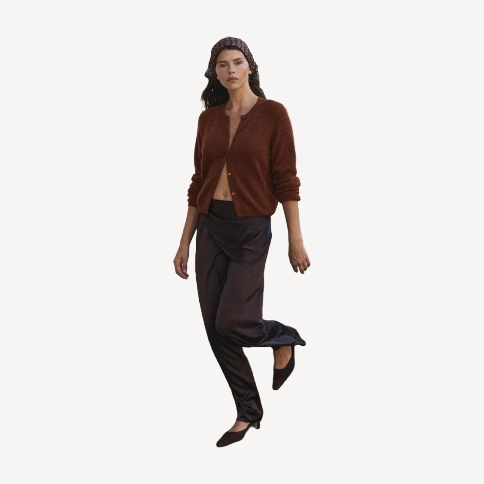 LAVONA SCARF PANT -- EQUESTRIAN BROWN