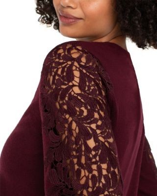 Liverpool Los Angeles Lace Trim Crewneck Sweater