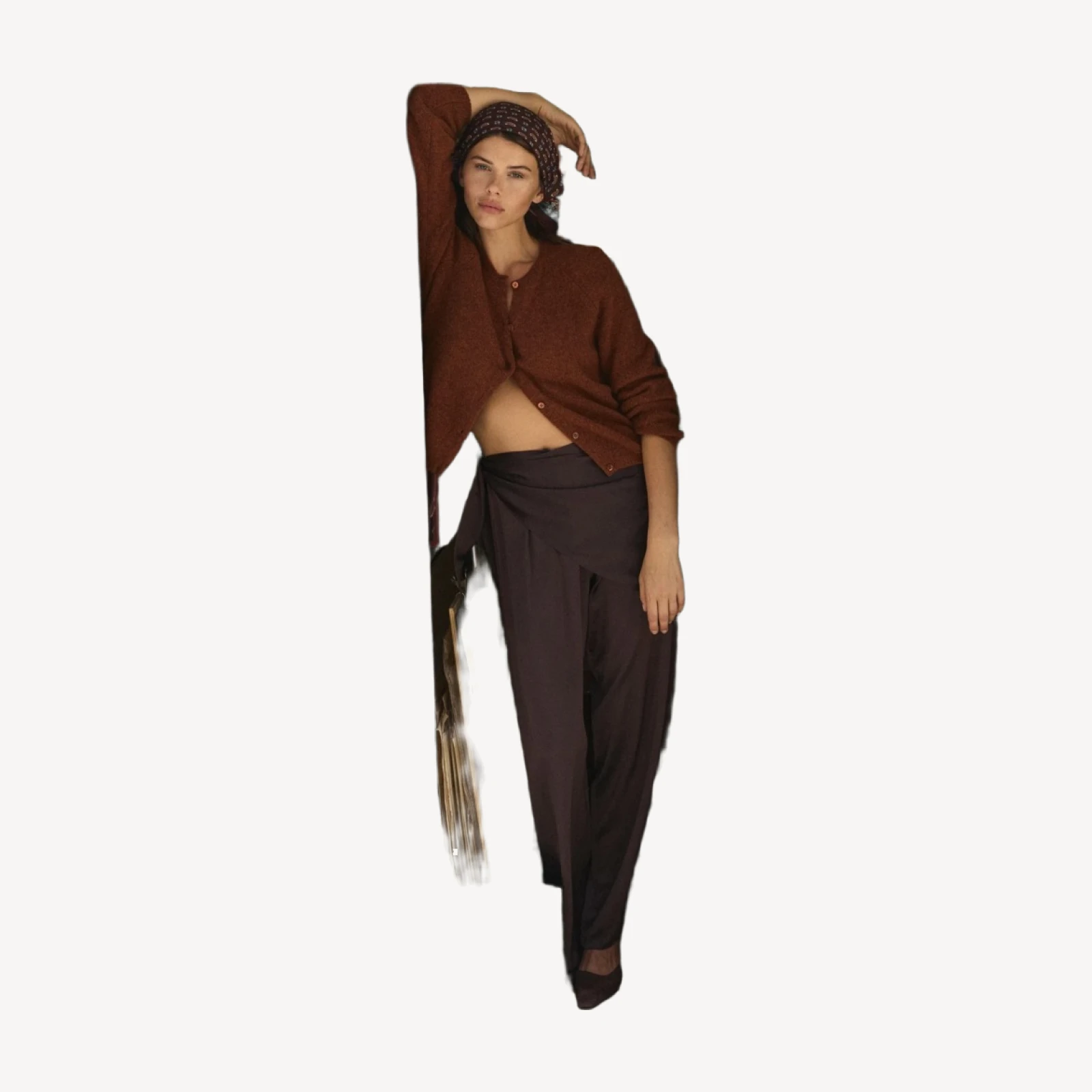 LAVONA SCARF PANT -- EQUESTRIAN BROWN