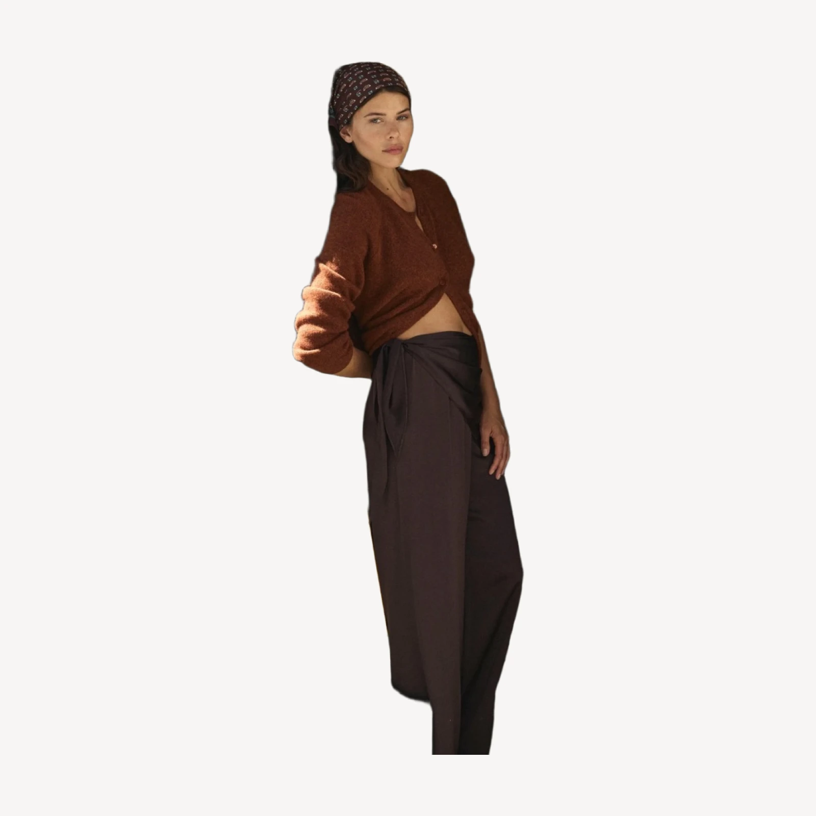LAVONA SCARF PANT -- EQUESTRIAN BROWN