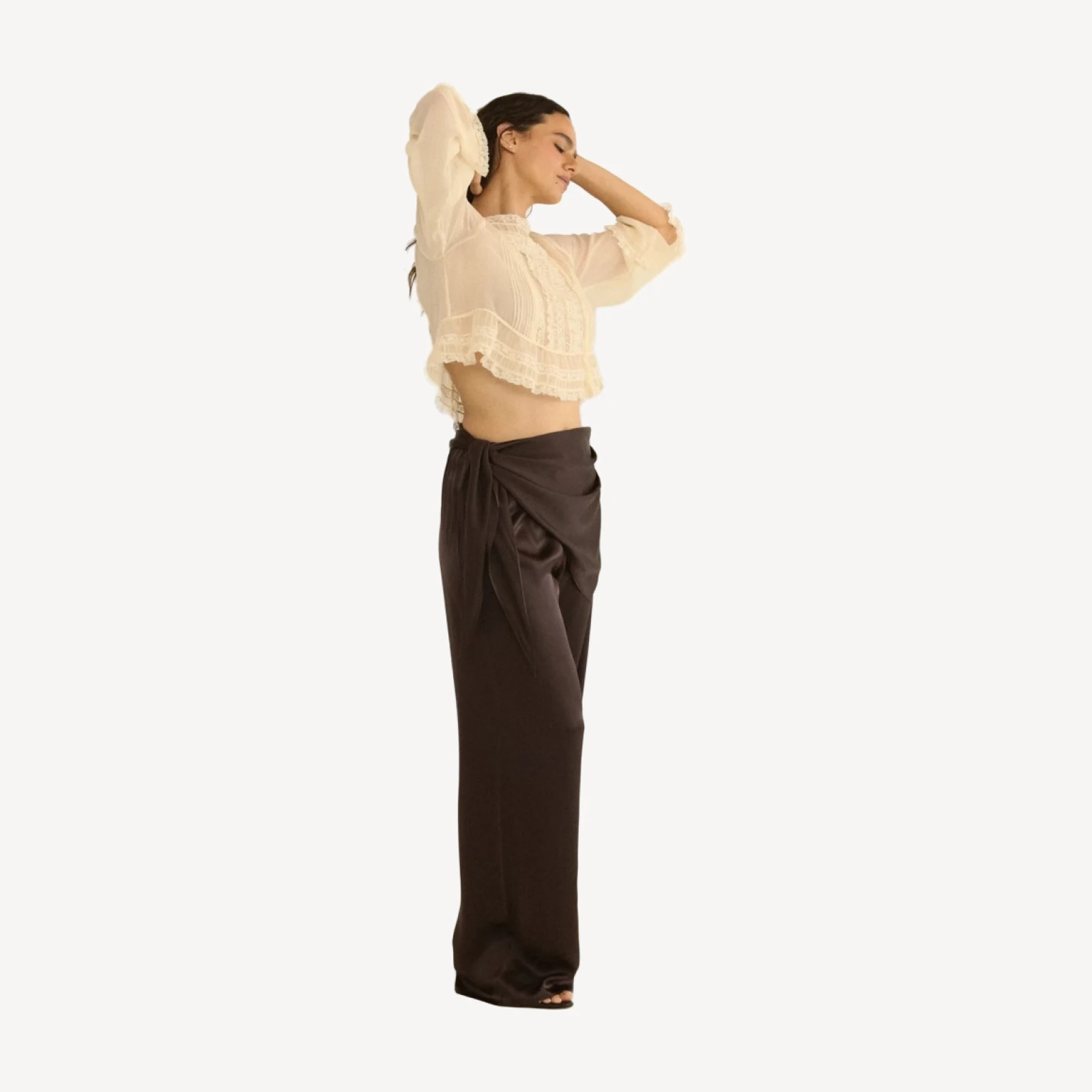 LAVONA SCARF PANT -- EQUESTRIAN BROWN