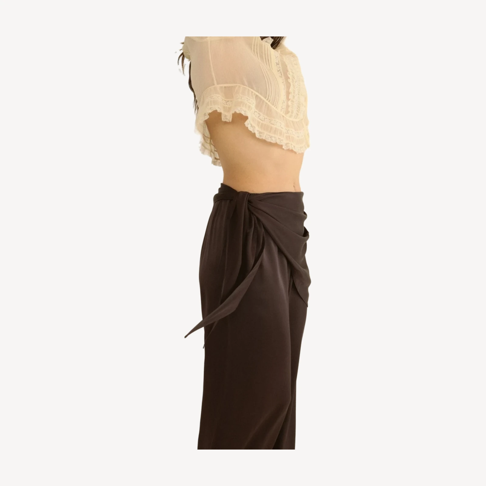 LAVONA SCARF PANT -- EQUESTRIAN BROWN