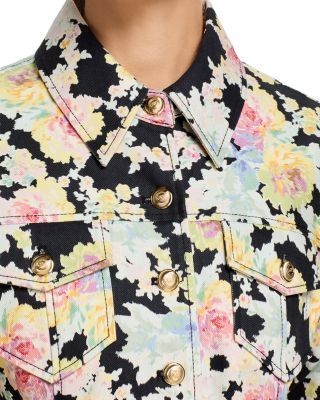 Cinq a Sept Canyon Ikat Bouquet Scrunched Denim Jacket