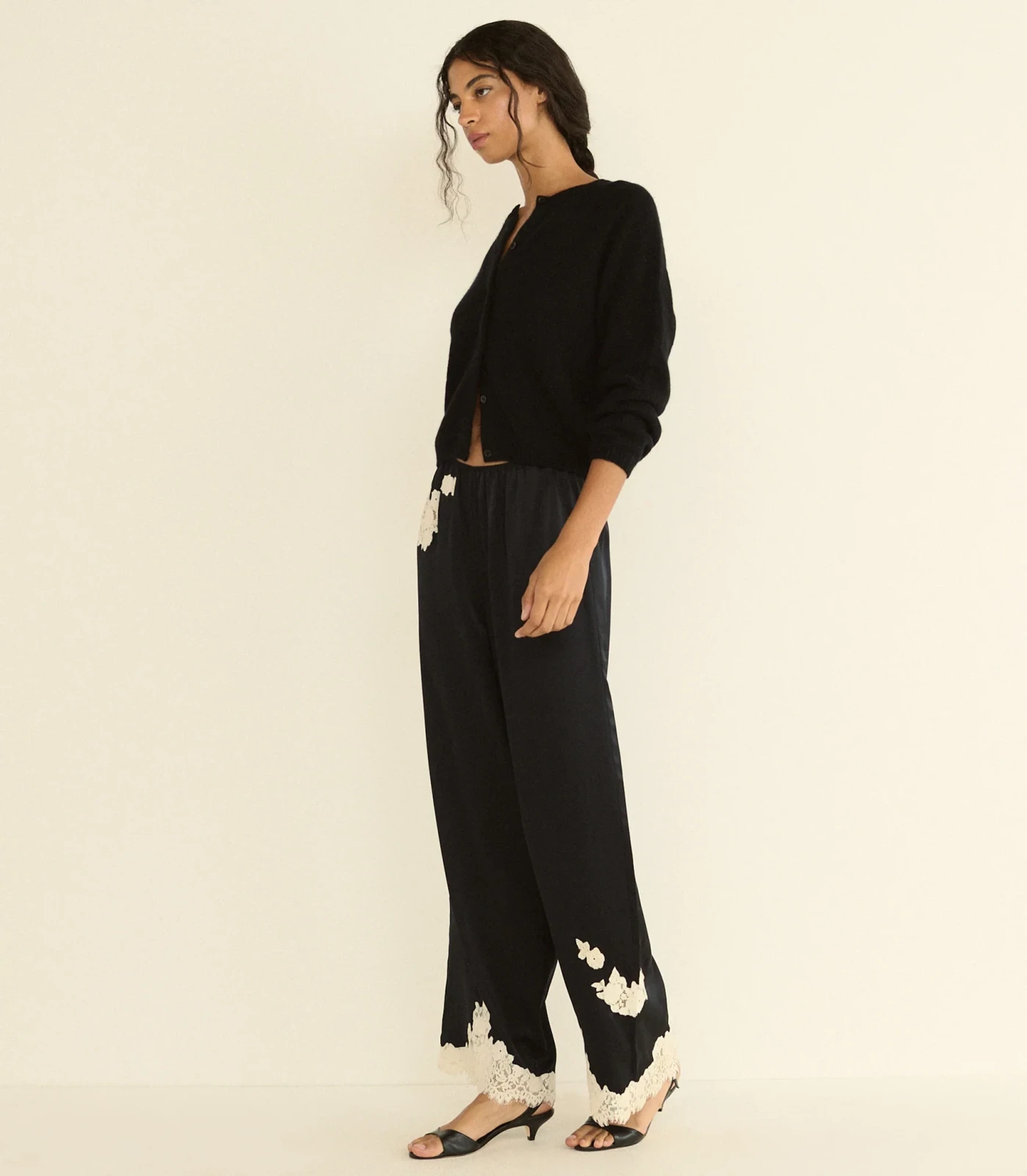 LAVON PANT -- BLACK WITH CANDLELIGHT LACE