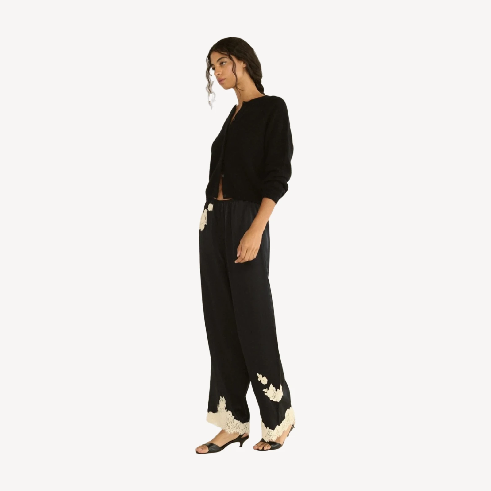 LAVON PANT -- BLACK WITH CANDLELIGHT LACE