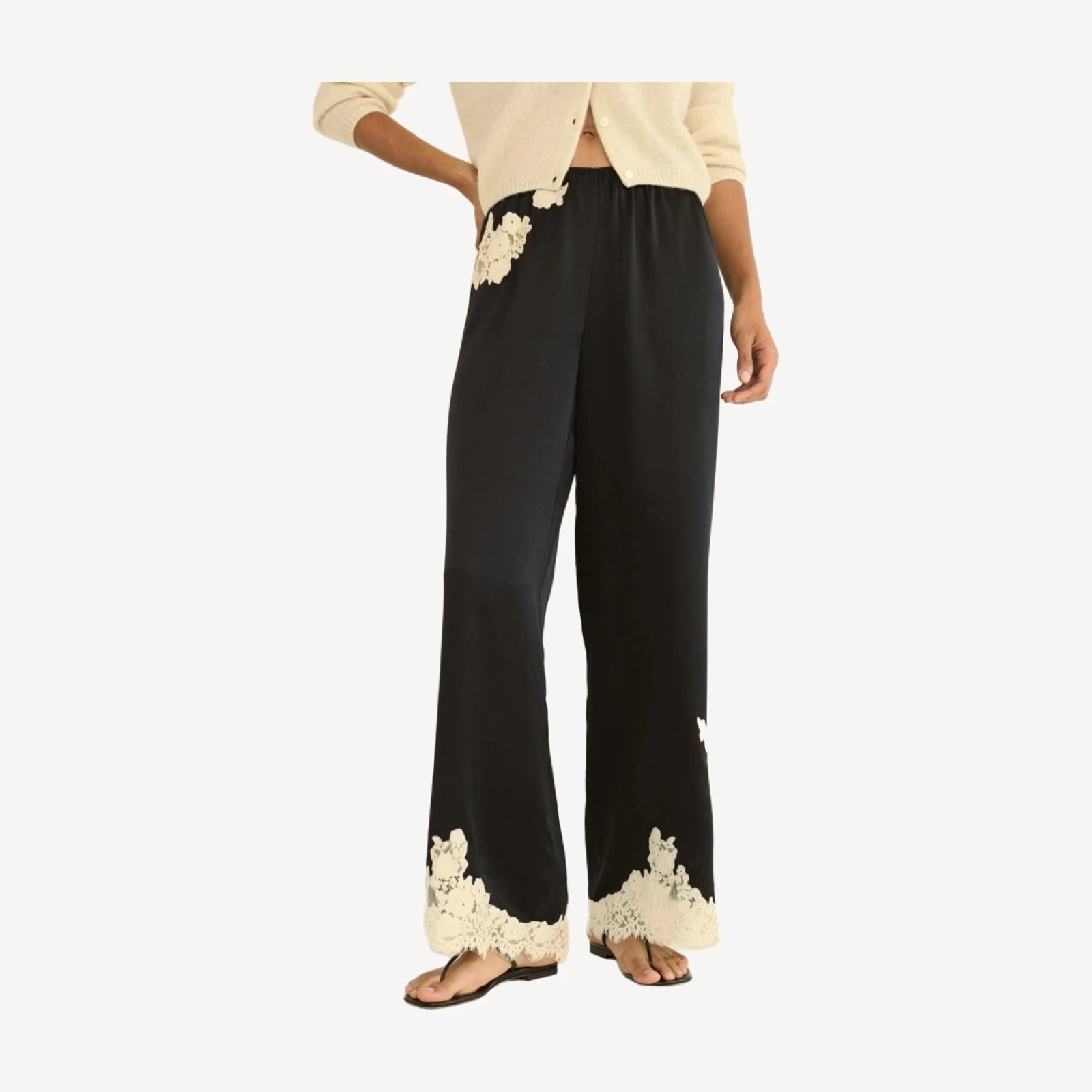 LAVON PANT -- BLACK WITH CANDLELIGHT LACE