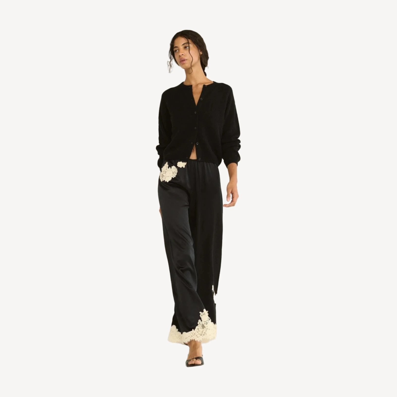 LAVON PANT -- BLACK WITH CANDLELIGHT LACE