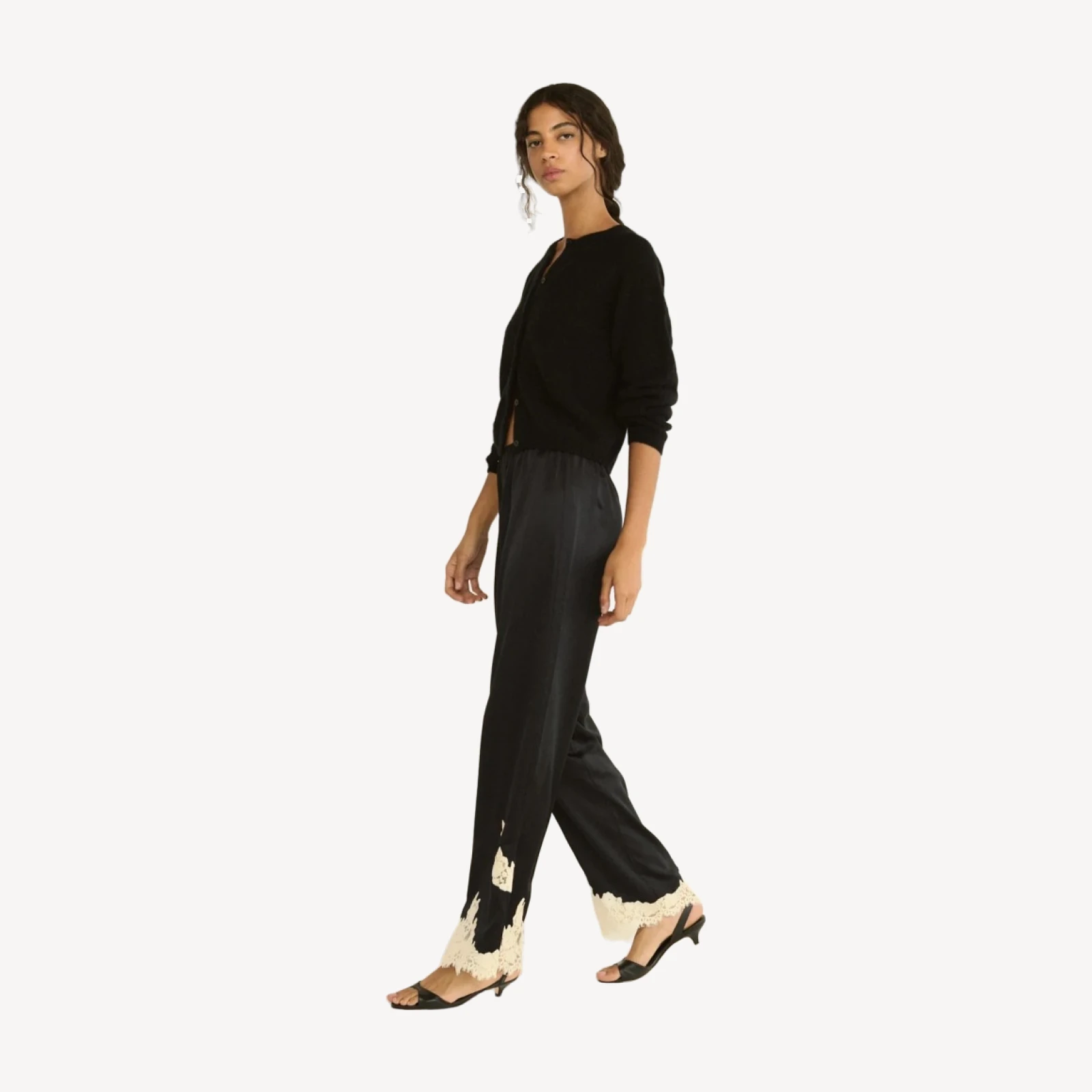 LAVON PANT -- BLACK WITH CANDLELIGHT LACE
