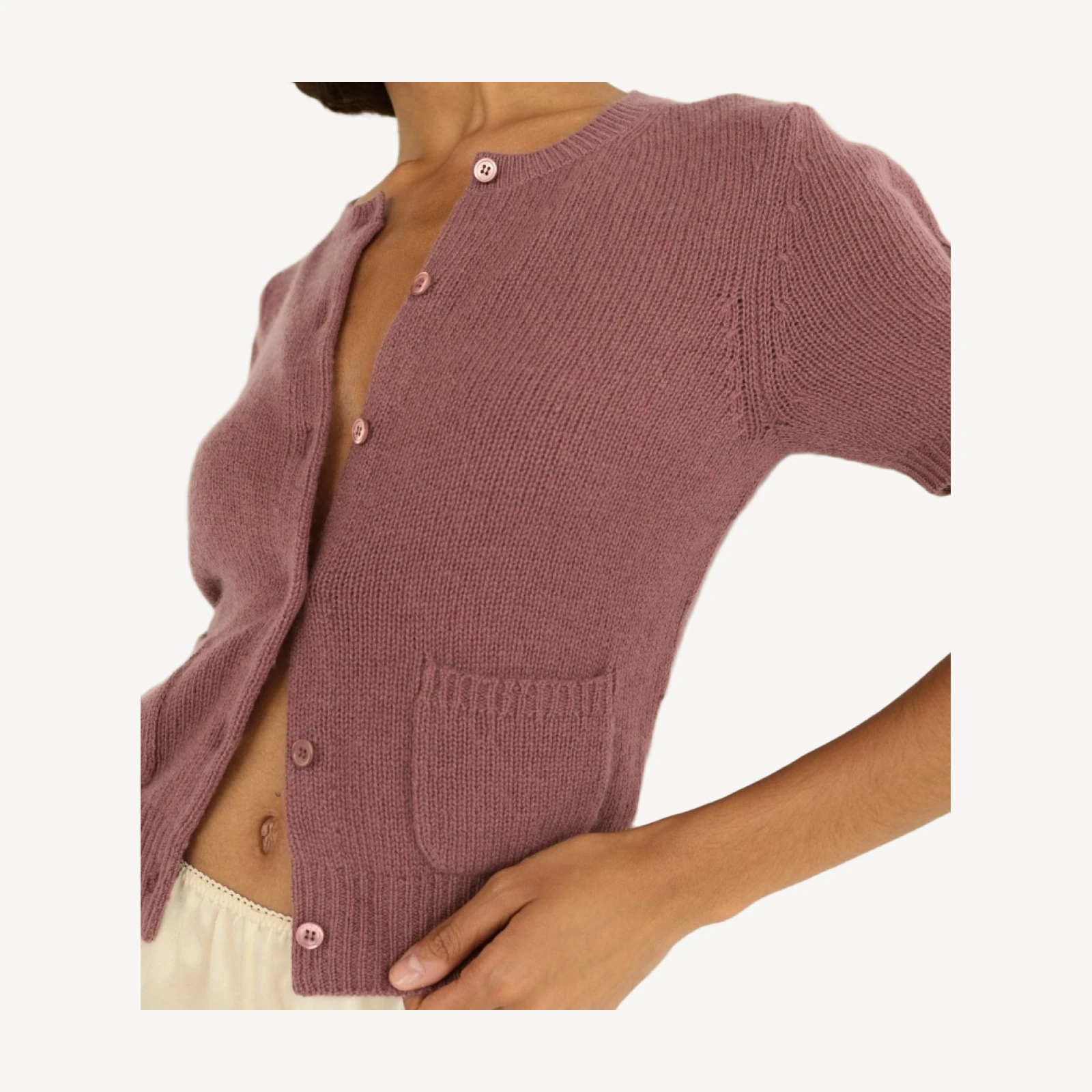 ALESIA CASHMERE CARDIGAN -- ROSE MAUVE
