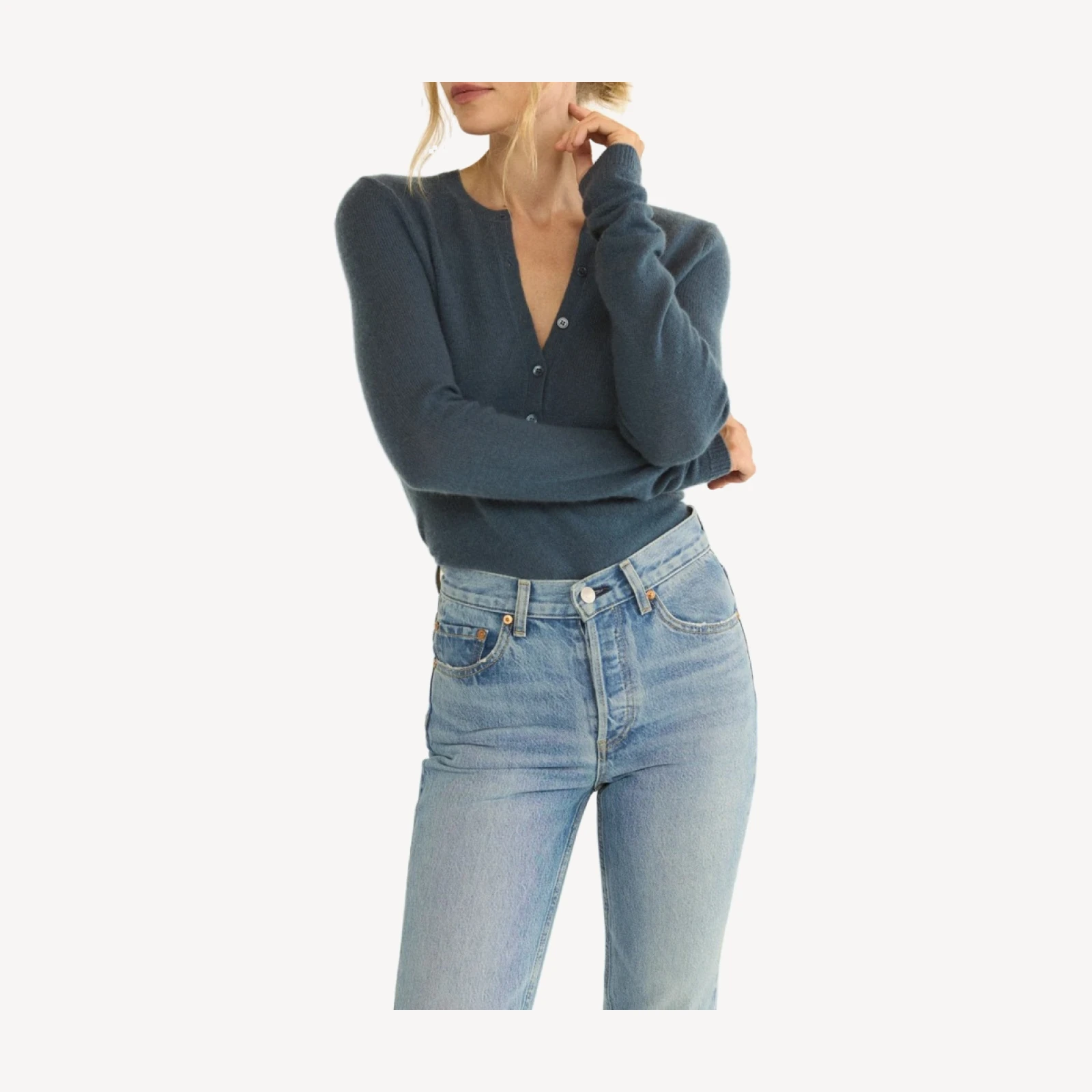 HEATH CASHMERE HENLEY -- BLUE STONE