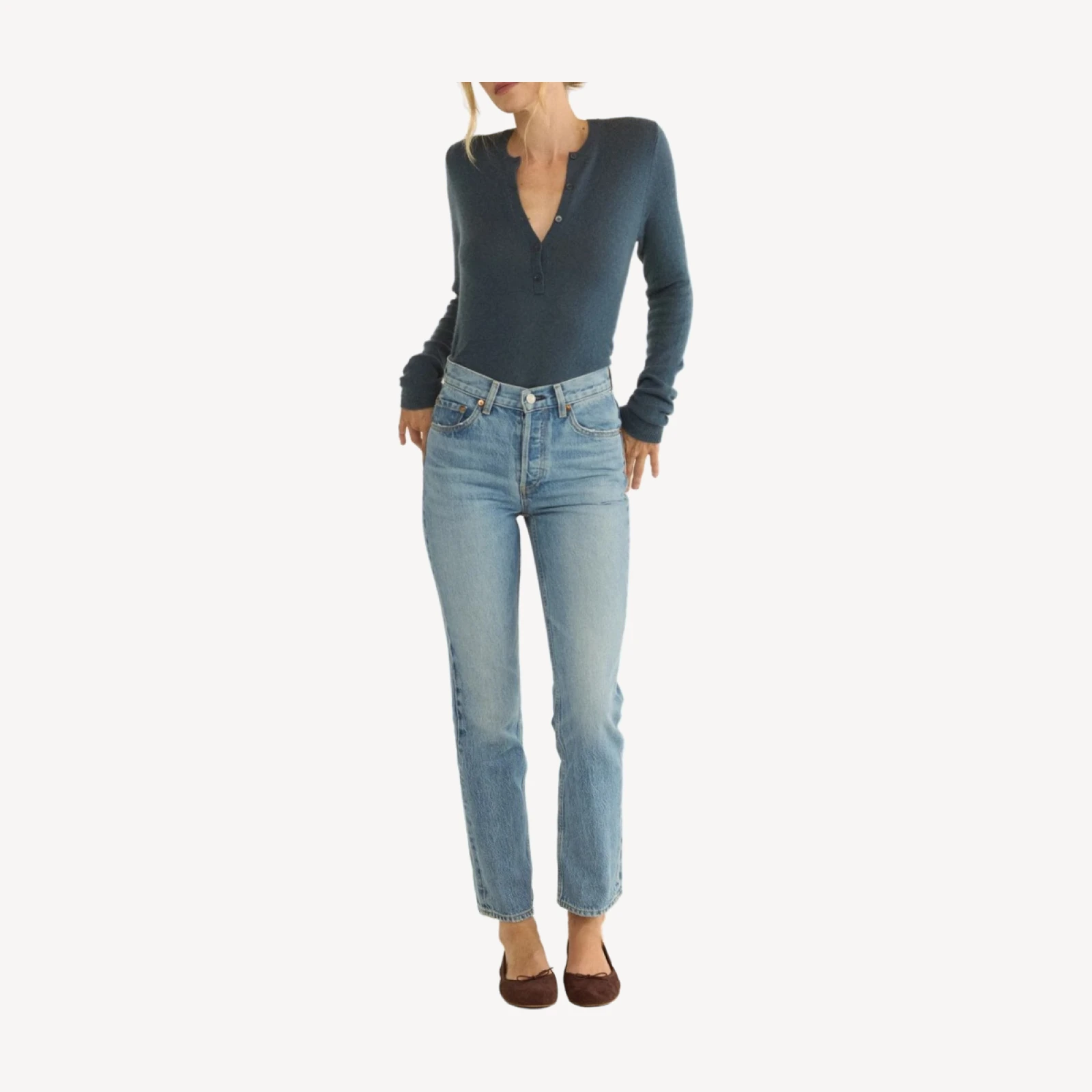 HEATH CASHMERE HENLEY -- BLUE STONE