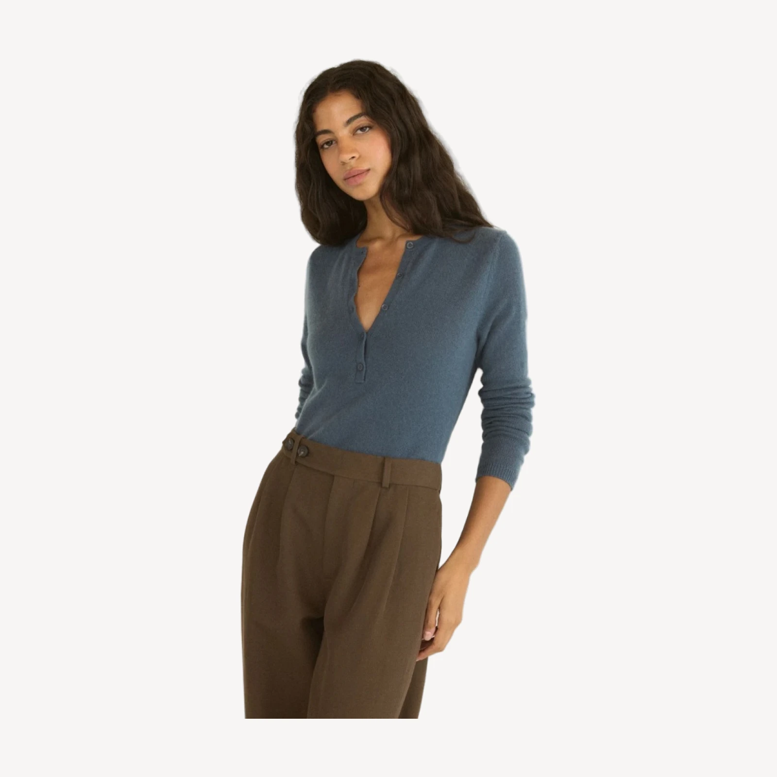HEATH CASHMERE HENLEY -- BLUE STONE