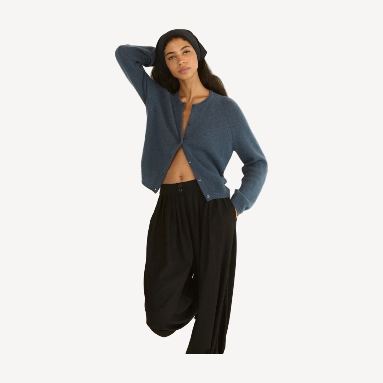 PEROLINE CASHMERE CARDIGAN -- BLUE STONE