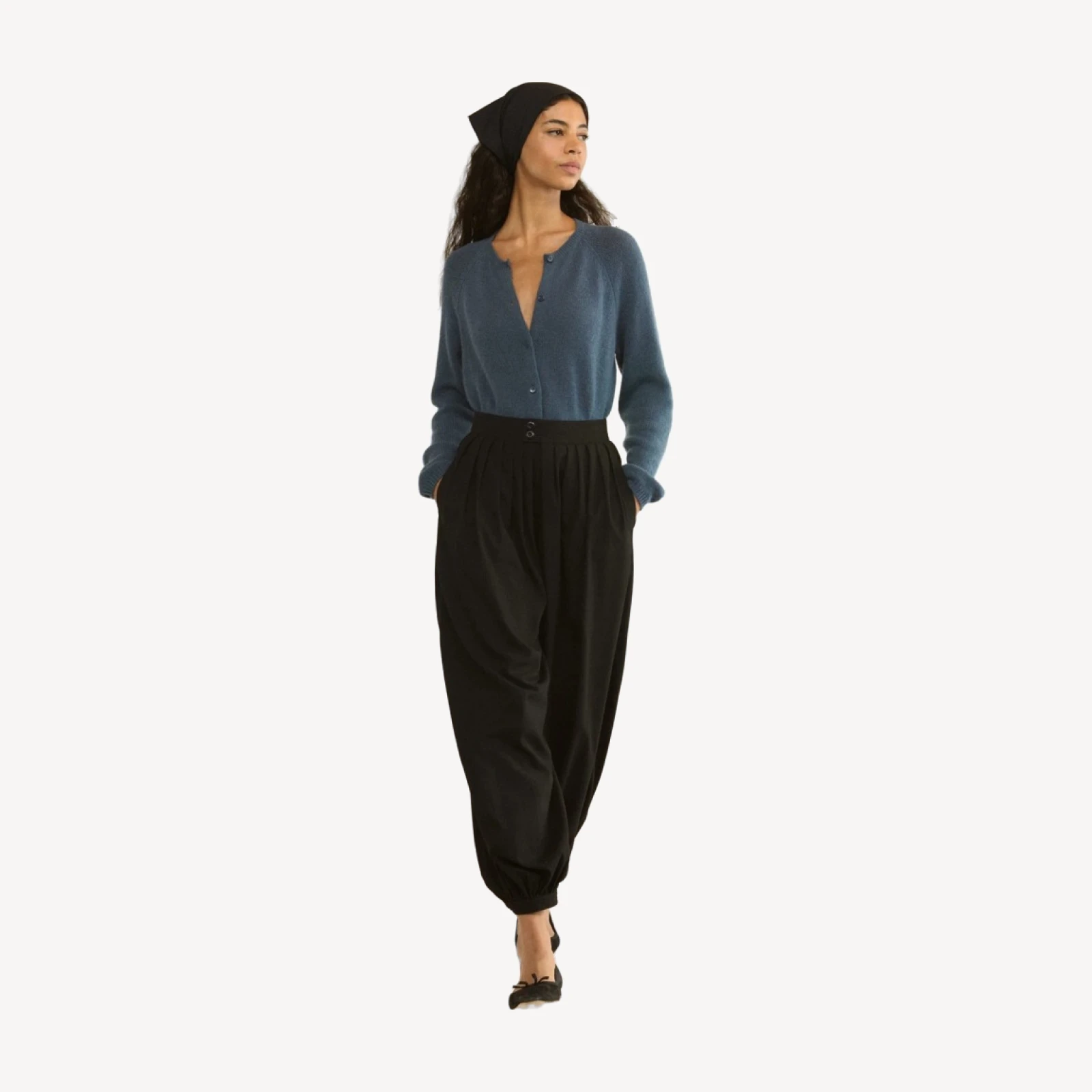 PEROLINE CASHMERE CARDIGAN -- BLUE STONE