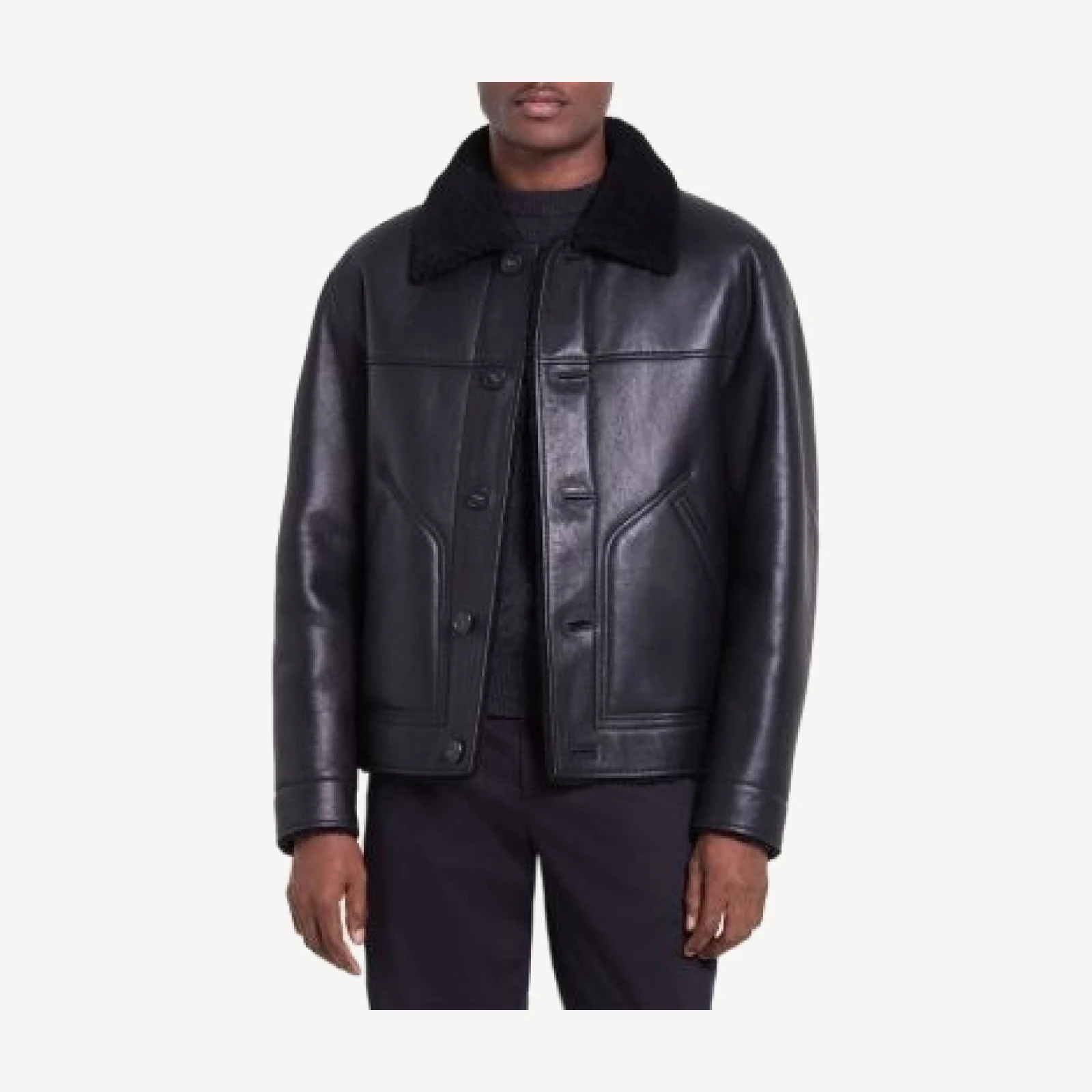 Theory Sleek Merino Shearling Button Jacket