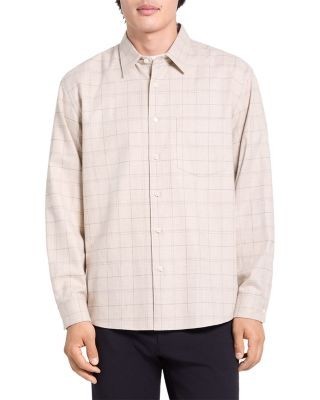 Theory Cotton Weekend Windowpane Pocket Shirt