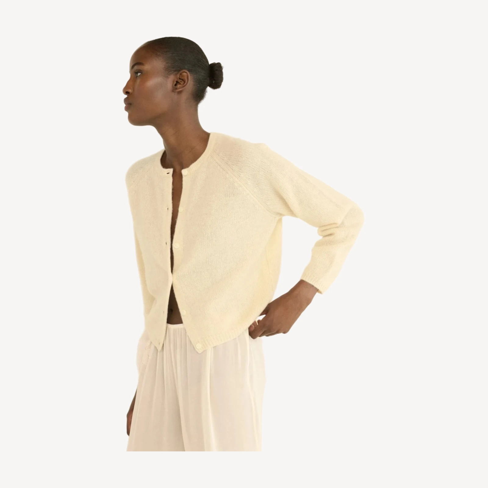 PEROLINE CASHMERE CARDIGAN -- DOGWOOD