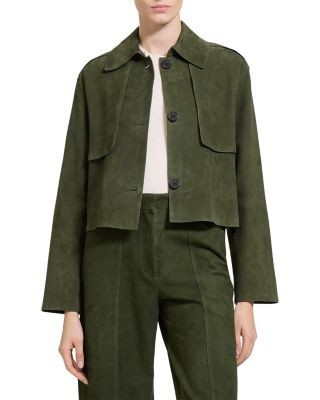 Theory Reece Cropped Leather Trench Coat