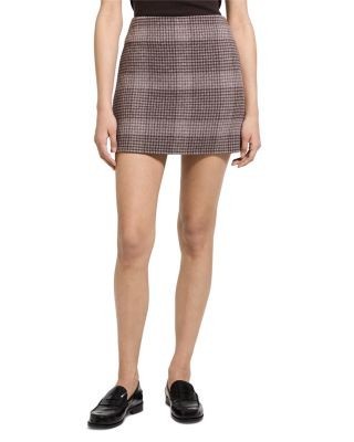Theory Wool & Cashmere Plaid Mini Skirt