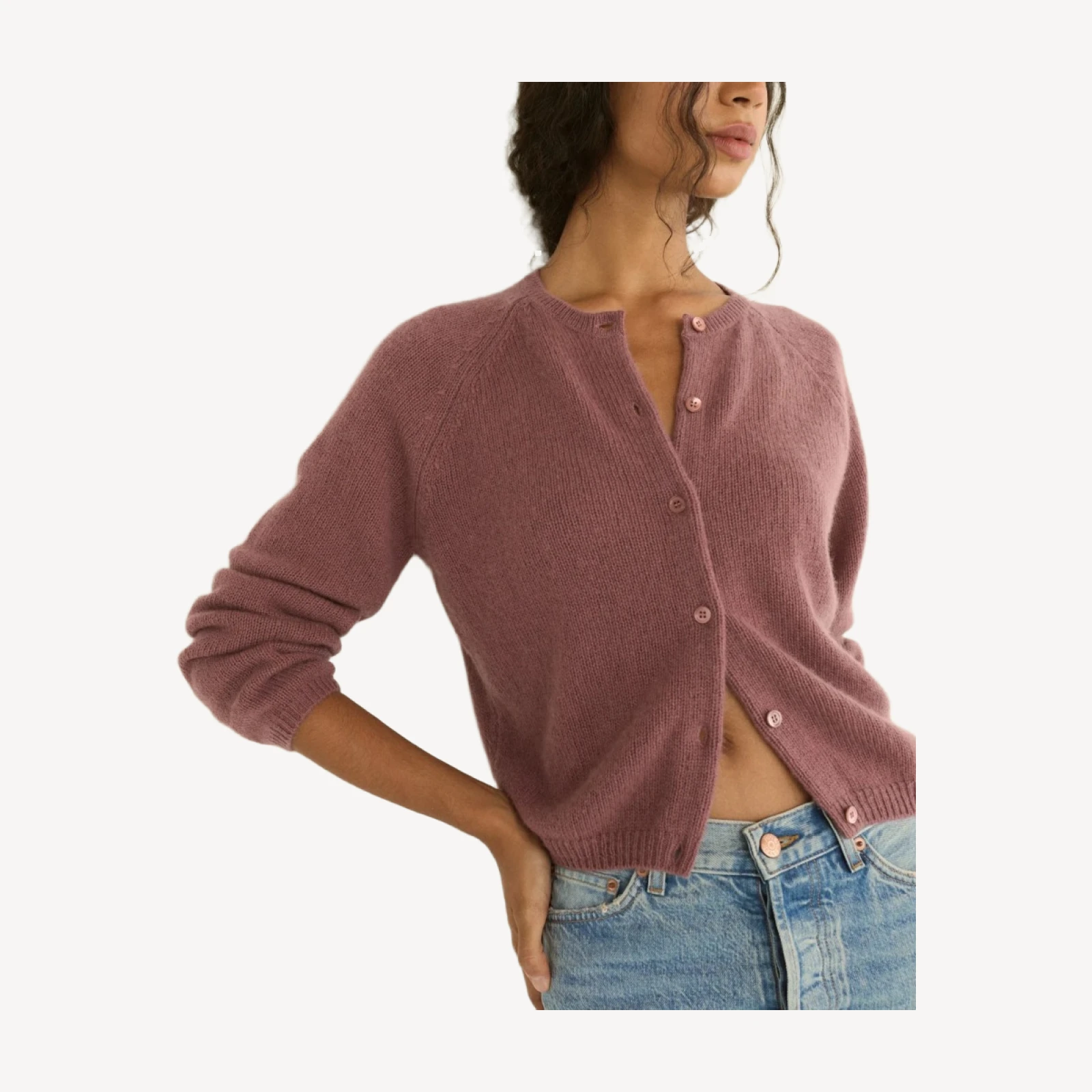 PEROLINE CASHMERE CARDIGAN -- ROSE MAUVE