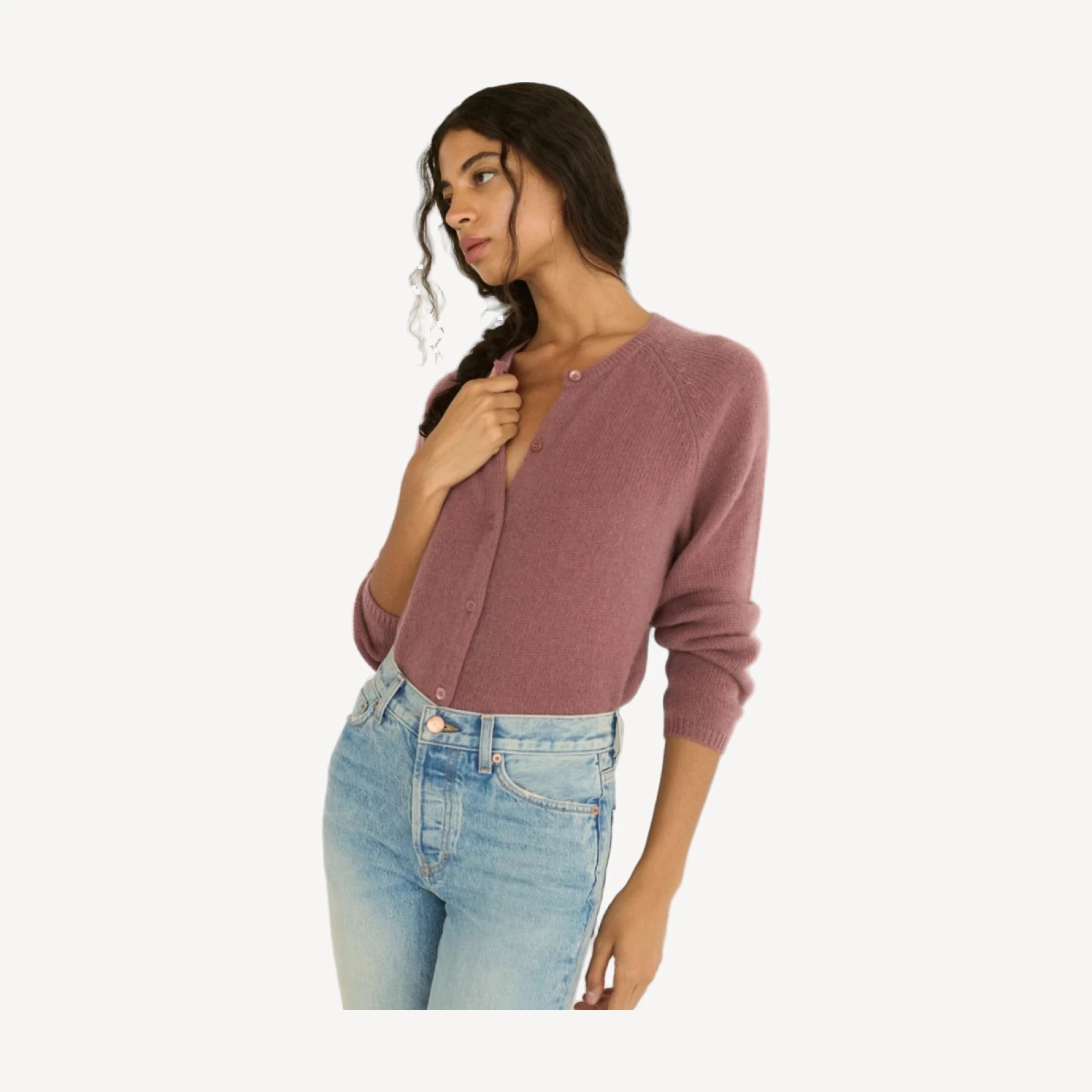 PEROLINE CASHMERE CARDIGAN -- ROSE MAUVE