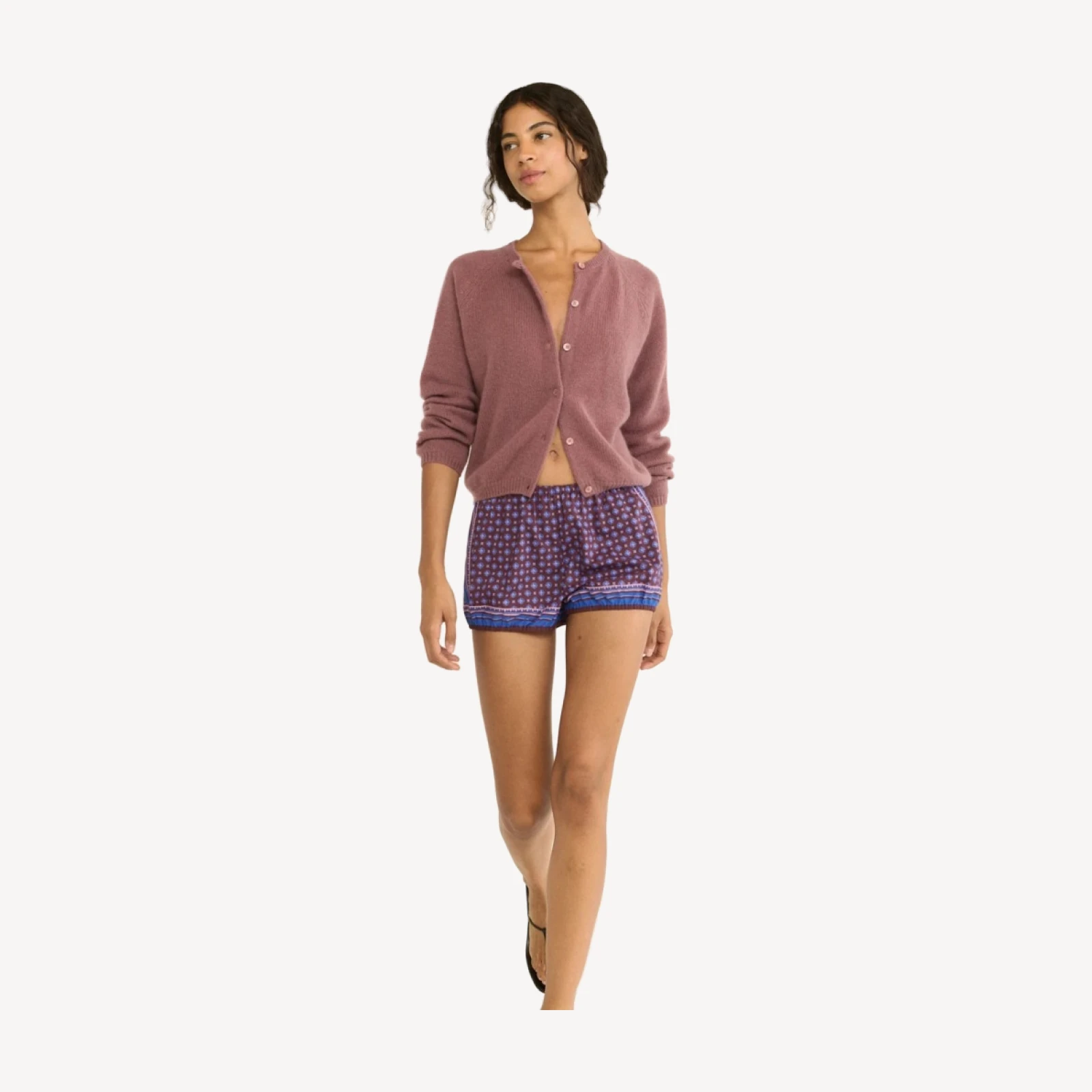 PEROLINE CASHMERE CARDIGAN -- ROSE MAUVE