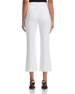 Cinq a Sept Stevie Lace Cropped High Rise Jeans in White