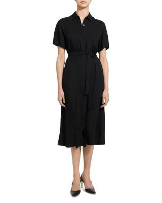 Theory Belted Button Front A Line Dress