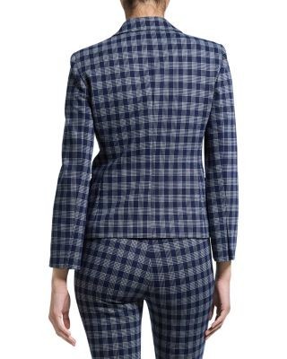 Theory Check Print Single Button Blazer