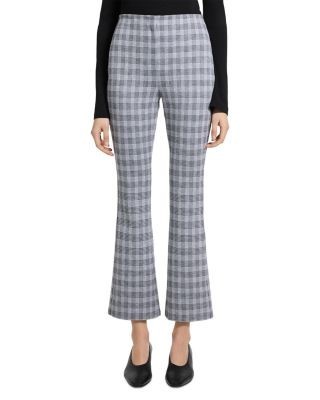 Theory Check Print High Rise Kick Flare Pants